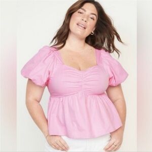 Old Navy Pink Puff Sleeve Blouse